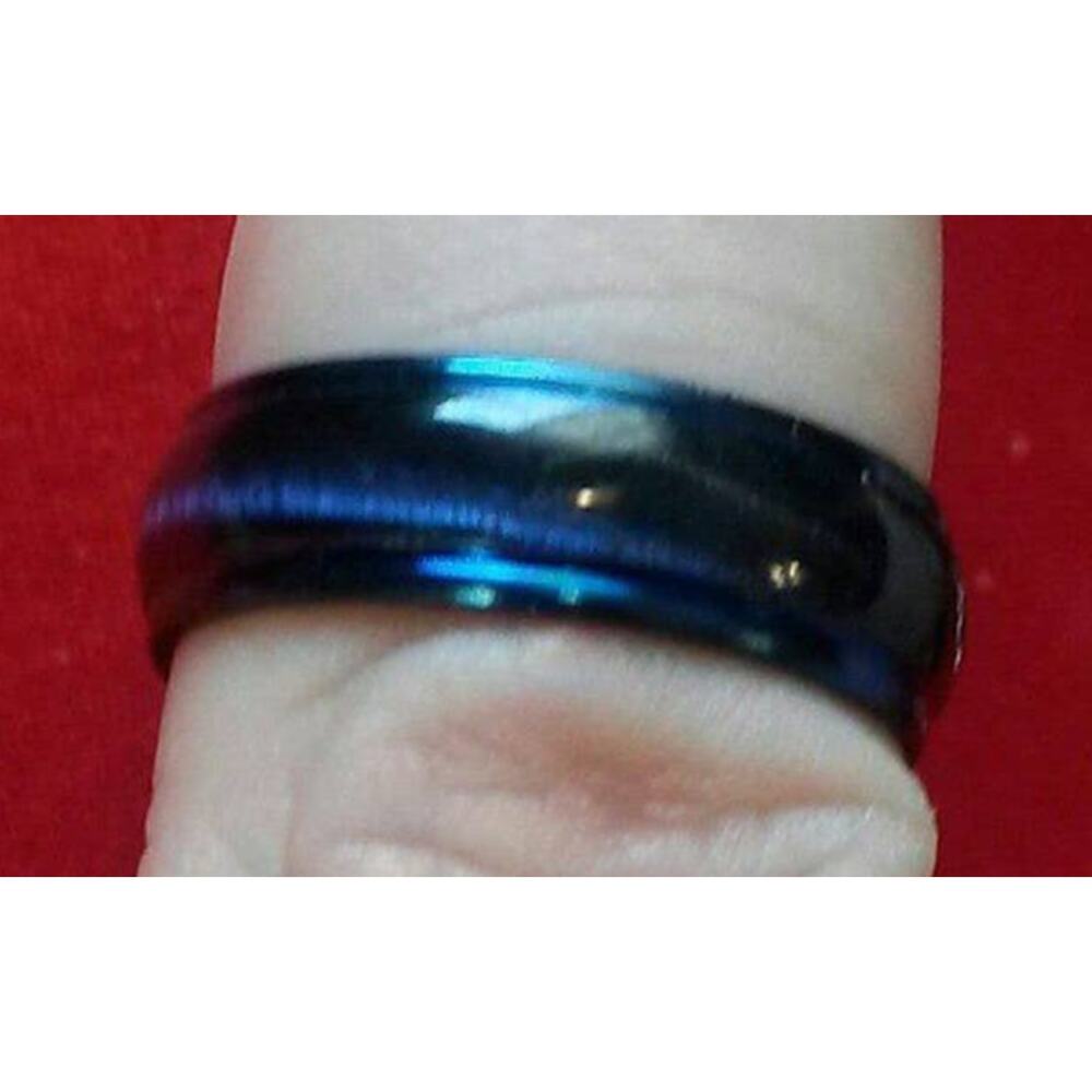 New Stainless Steel Faux Blue Tiger Eye Band Ring Big Mens Plus Size 11 Thumb